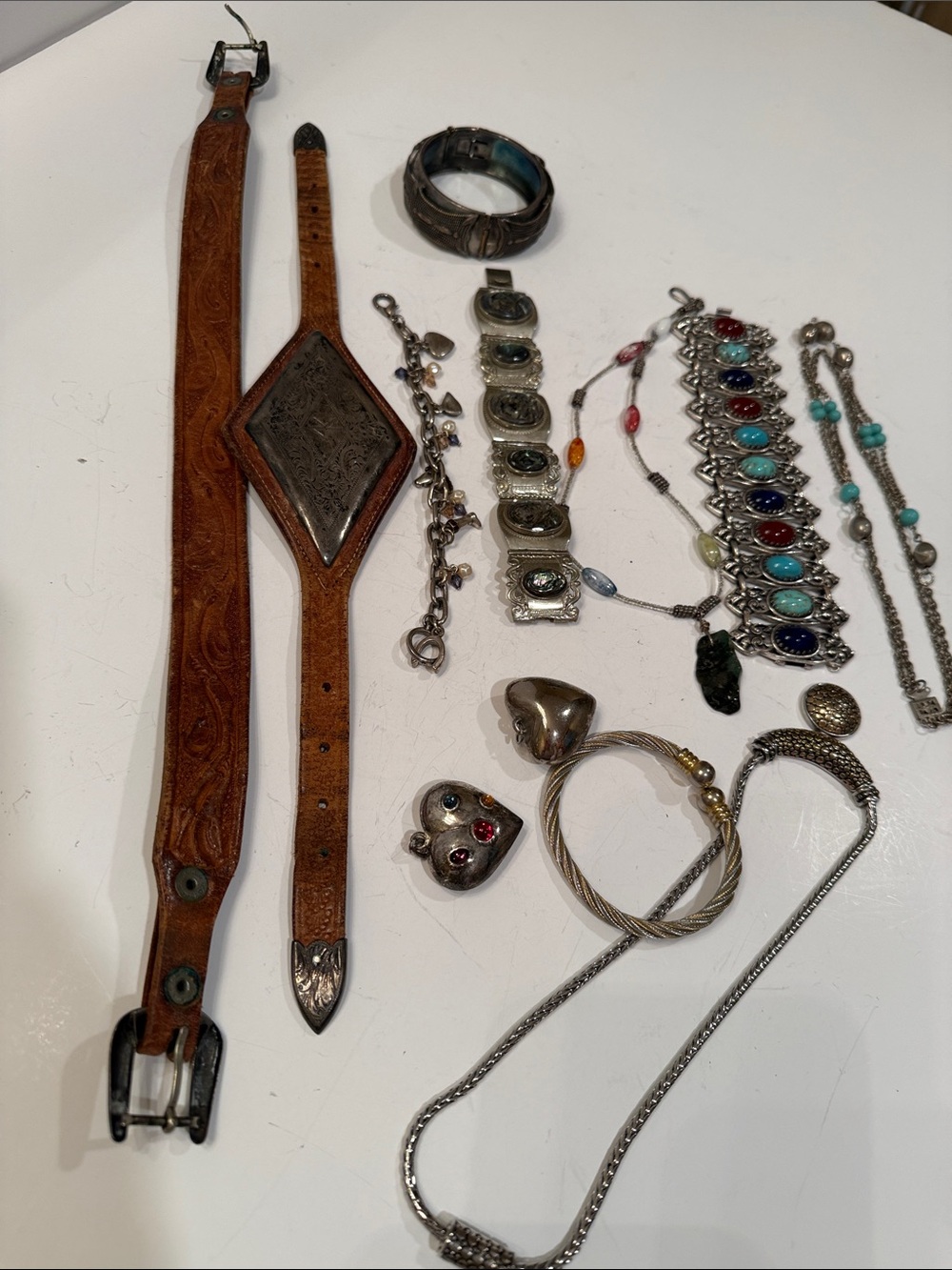 Assorted Women's Silver and Turquoise Bracelet & Necklace Bundle